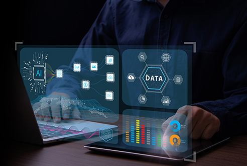 Person using ai technology for data analytics.